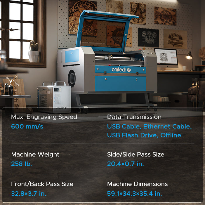 80W CO2 Laser Engraver Cutting Machine with 700×500 mm Working Area and Autofocus