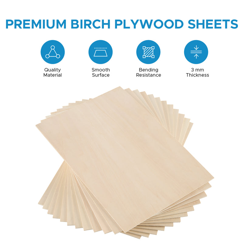 10pcs Birchwood Plywood Sheets for Laser Engraving & Cutting